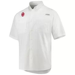 Men's Columbia White Oklahoma Sooners PFG Tamiami Omni-Shade Button-Down Shirt -Columbia Vogue 3969199 ALT2