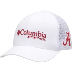 Men's Columbia White Alabama Crimson Tide Collegiate PFG Flex Hat
