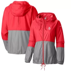 Women's Columbia Red Houston Rockets Flash Forward Windbreaker Full-Zip Jacket