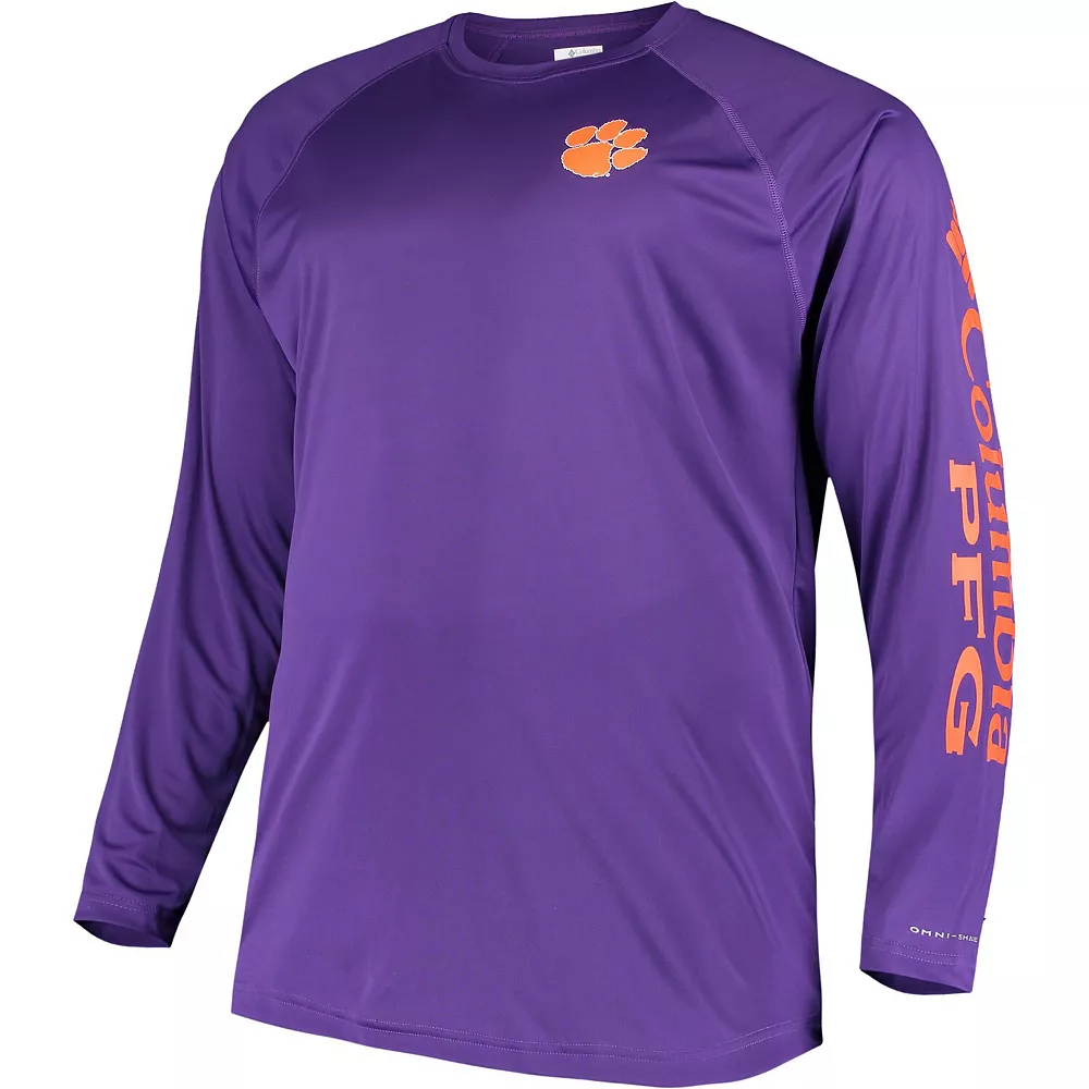 Men's Columbia Purple Clemson Tigers Big & Tall Terminal Tackle Long Sleeve Omni-Shade T-Shirt 2 Men's Columbia Purple Clemson Tigers Big & Tall Terminal Tackle Long Sleeve Omni-Shade T-Shirt - Image 2