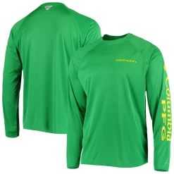 Men's Columbia PFG Green Oregon Ducks Terminal Tackle Omni-Shade Long Sleeve T-Shirt