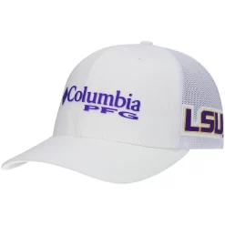 Men's Columbia White LSU Tigers PFG Snapback Hat