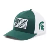 Men's Columbia Green Michigan State Spartans PFG Tonal Fish Flag Flex Hat