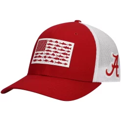 Men's Columbia Crimson Alabama Crimson Tide PFG Tonal Fish Flag Flex Hat