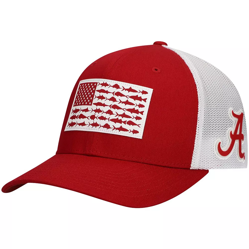 Men's Columbia Crimson Alabama Crimson Tide PFG Tonal Fish Flag Flex Hat