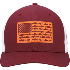 Men's Columbia Maroon Virginia Tech Hokies PFG Tonal Fish Flag Flex Hat -Columbia Vogue 4623146 ALT2