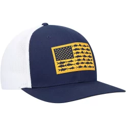 Men's Columbia Navy West Virginia Mountaineers PFG Tonal Fish Flag Flex Hat -Columbia Vogue 4623222 ALT3