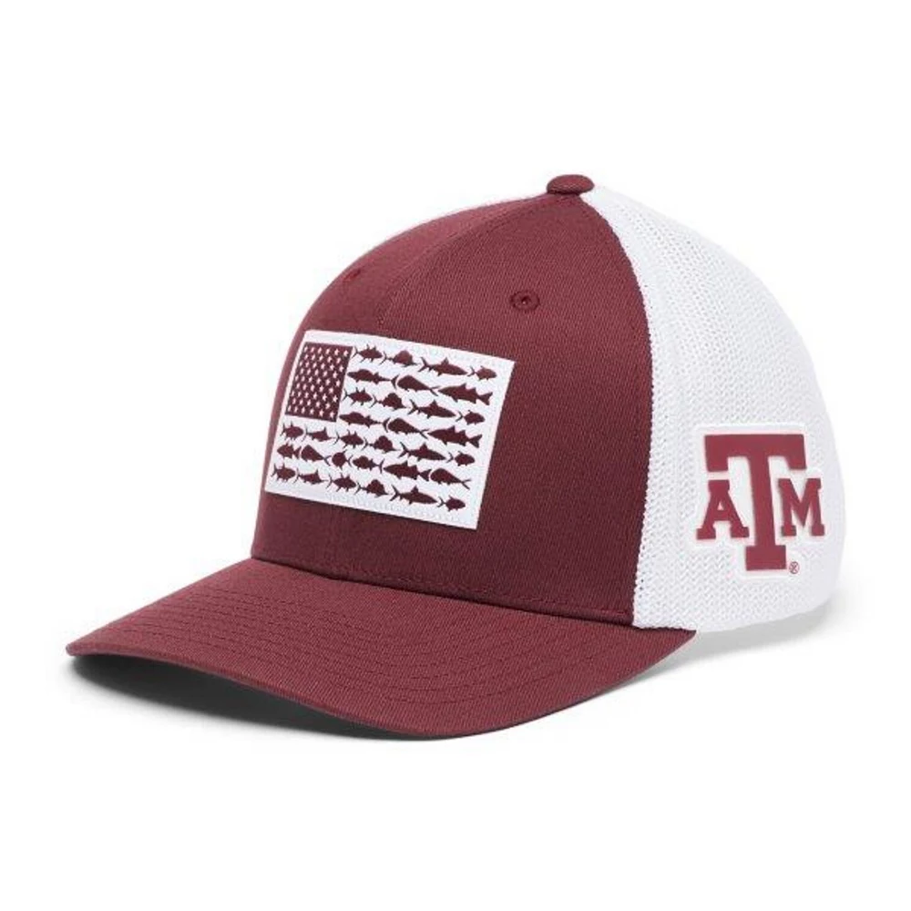 Men's Columbia Maroon Texas A&M Aggies PFG Tonal Fish Flag Flex Hat 1 Men's Columbia Maroon Texas A&M Aggies PFG Tonal Fish Flag Flex Hat