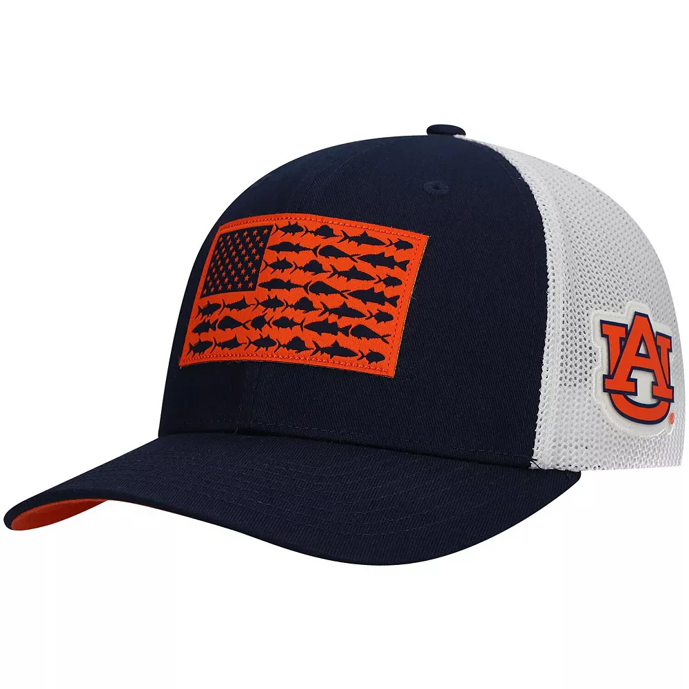 Men's Columbia Navy Auburn Tigers PFG Tonal Fish Flag Flex Hat 1 Men's Columbia Navy Auburn Tigers PFG Tonal Fish Flag Flex Hat