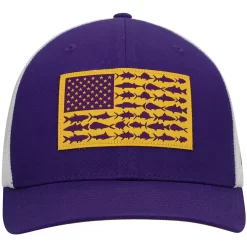 Men's Columbia Purple LSU Tigers PFG Tonal Fish Flag Flex Hat -Columbia Vogue 4644954 ALT2