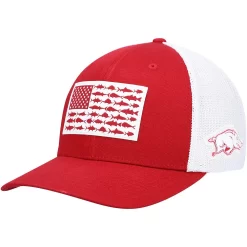 Men's Columbia Cardinal Arkansas Razorbacks PFG Tonal Fish Flag Flex Hat