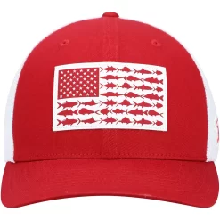 Men's Columbia Cardinal Arkansas Razorbacks PFG Tonal Fish Flag Flex Hat -Columbia Vogue 4782618 ALT2