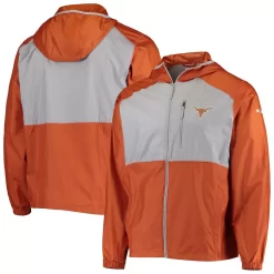 Men's Columbia Texas Orange/Gray Texas Longhorns Flash Forward Hoodie Full-Zip Windbreaker Jacket