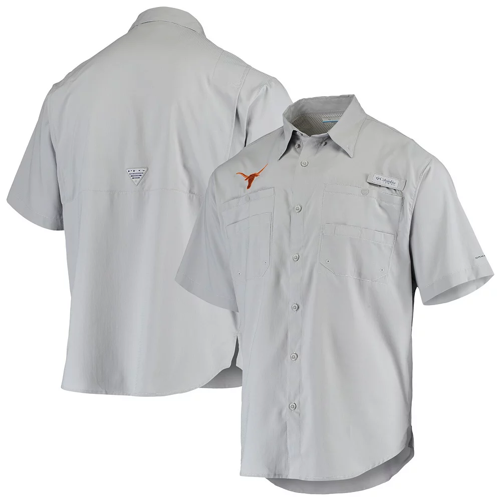 Men's Columbia Gray Texas Longhorns Tamiami Omni-Shade Button-Down Shirt 1 Men's Columbia Gray Texas Longhorns Tamiami Omni-Shade Button-Down Shirt