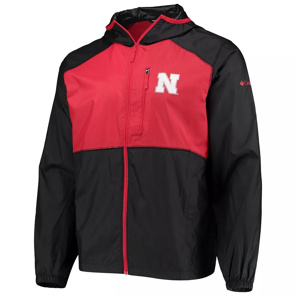 Men's Columbia Black/Scarlet Nebraska Huskers Flash Forward Hoodie Full-Zip Windbreaker Jacket 2 Men's Columbia Black/Scarlet Nebraska Huskers Flash Forward Hoodie Full-Zip Windbreaker Jacket - Image 2