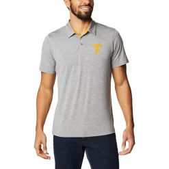 Men's Columbia Gray Tennessee Volunteers Tech Trail Space Dye Omni-Shade Polo
