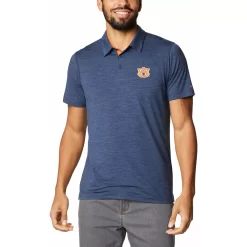 Men's Columbia Navy Auburn Tigers Tech Trail Space Dye Omni-Shade Polo