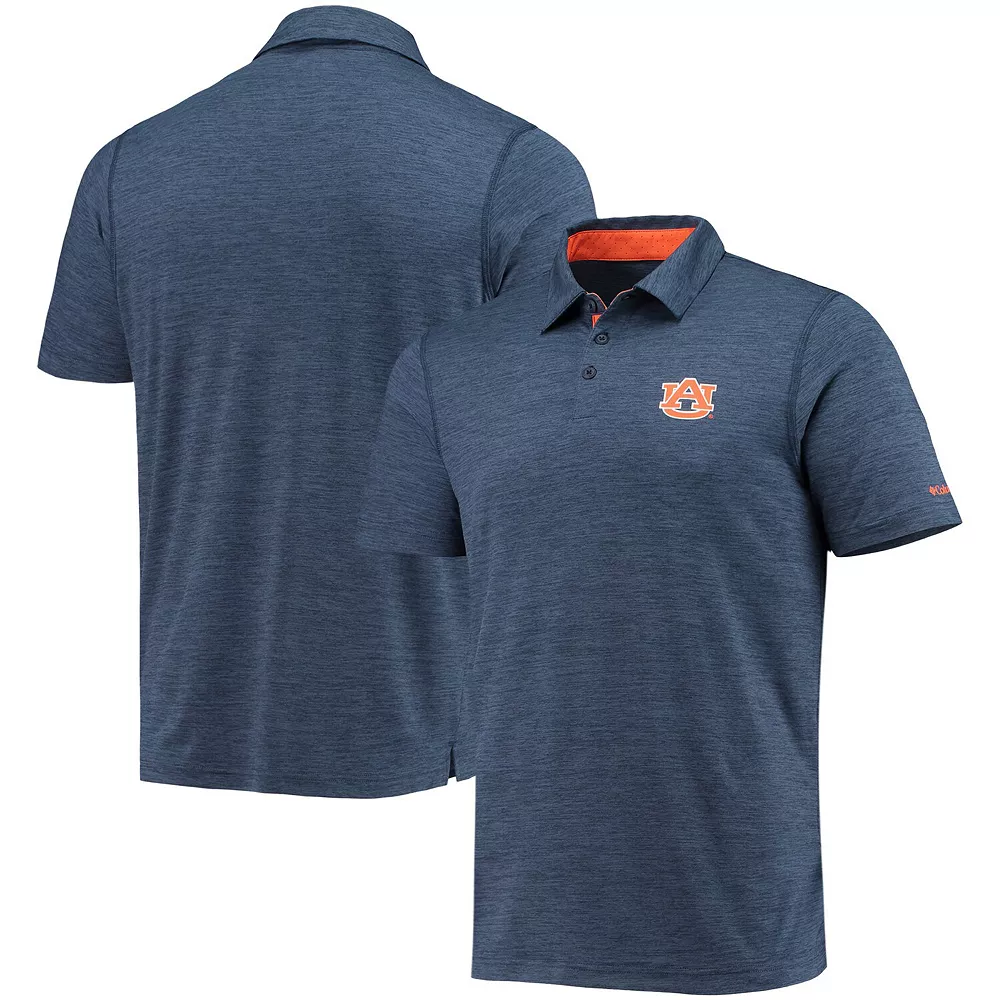Men's Columbia Navy Auburn Tigers Tech Trail Space Dye Omni-Shade Polo 2 Men's Columbia Navy Auburn Tigers Tech Trail Space Dye Omni-Shade Polo - Image 2