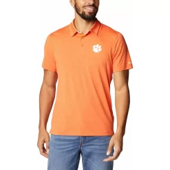 Men's Columbia Orange Clemson Tigers Tech Trail Space Dye Omni-Shade Polo