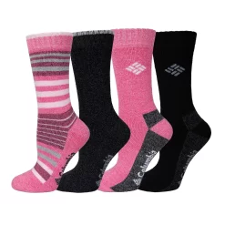 Women's Columbia 4-Pack Stripe Moisture Control Crew Socks