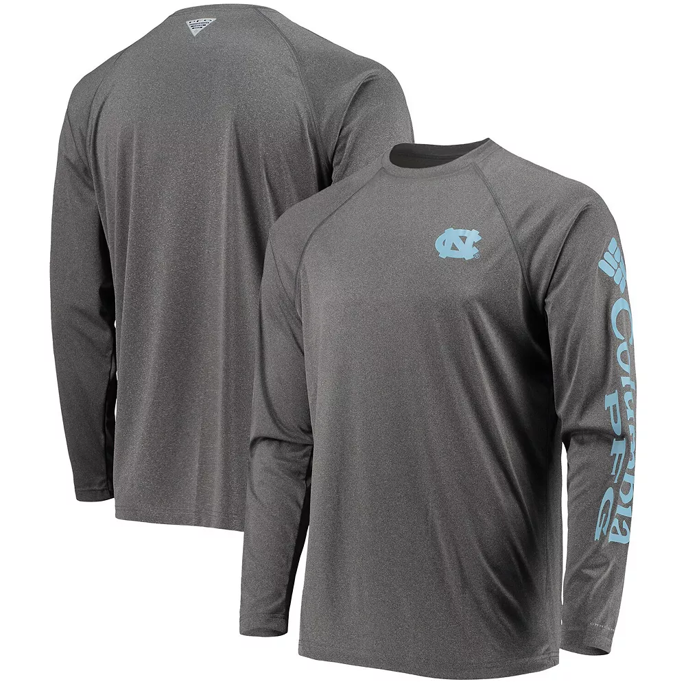 Men's Columbia Heathered Charcoal North Carolina Tar Heels PFG Terminal Tackle Raglan Omni-Shade Long Sleeve T-Shirt 2 Men's Columbia Heathered Charcoal North Carolina Tar Heels PFG Terminal Tackle Raglan Omni-Shade Long Sleeve T-Shirt - Image 2