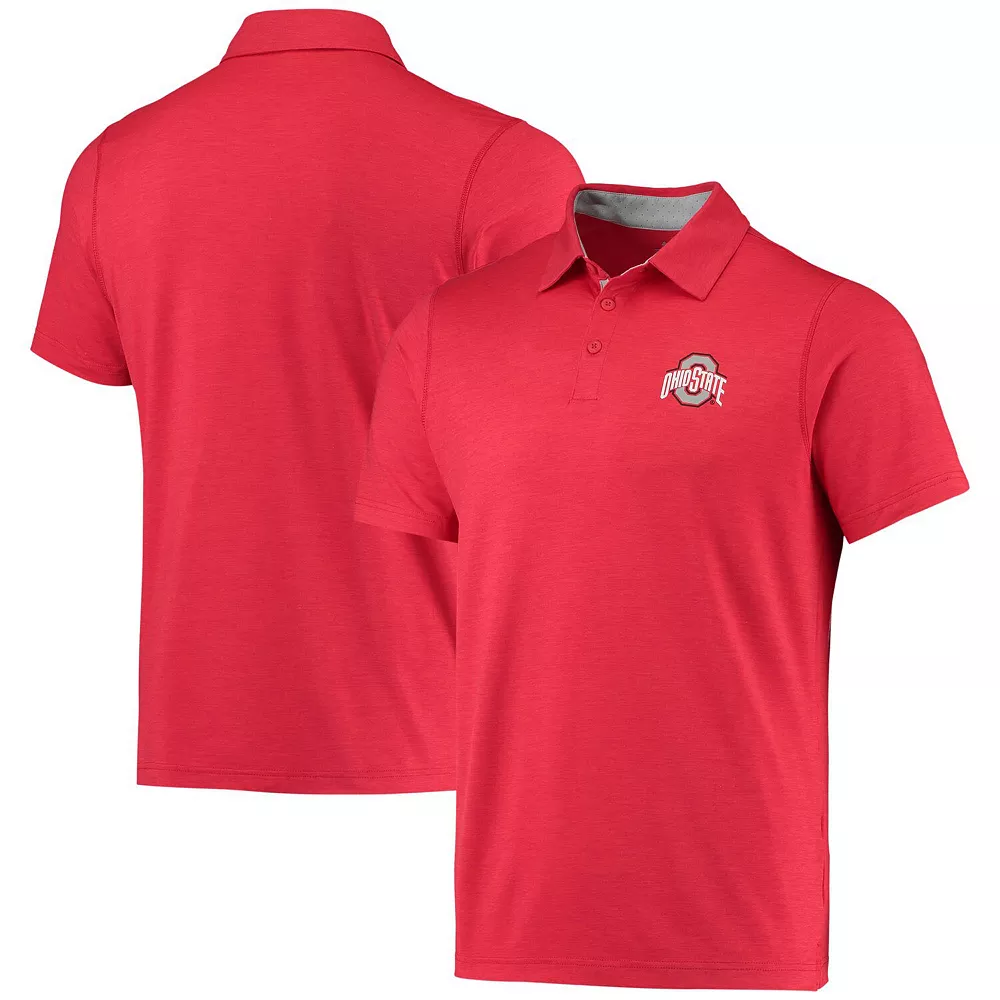 Men's Columbia Scarlet Ohio State Buckeyes Tech Trail Space Dye Omni-Shade Polo 2 Men's Columbia Scarlet Ohio State Buckeyes Tech Trail Space Dye Omni-Shade Polo - Image 2