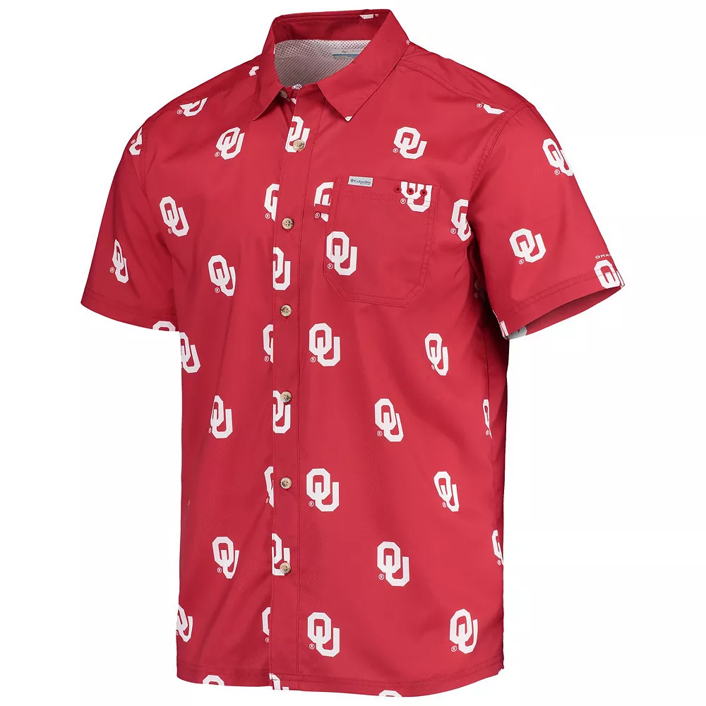 Men's Columbia Crimson Oklahoma Sooners Super Slack Tide Omni-Shade Button-Up Shirt 3 Men's Columbia Crimson Oklahoma Sooners Super Slack Tide Omni-Shade Button-Up Shirt - Image 3