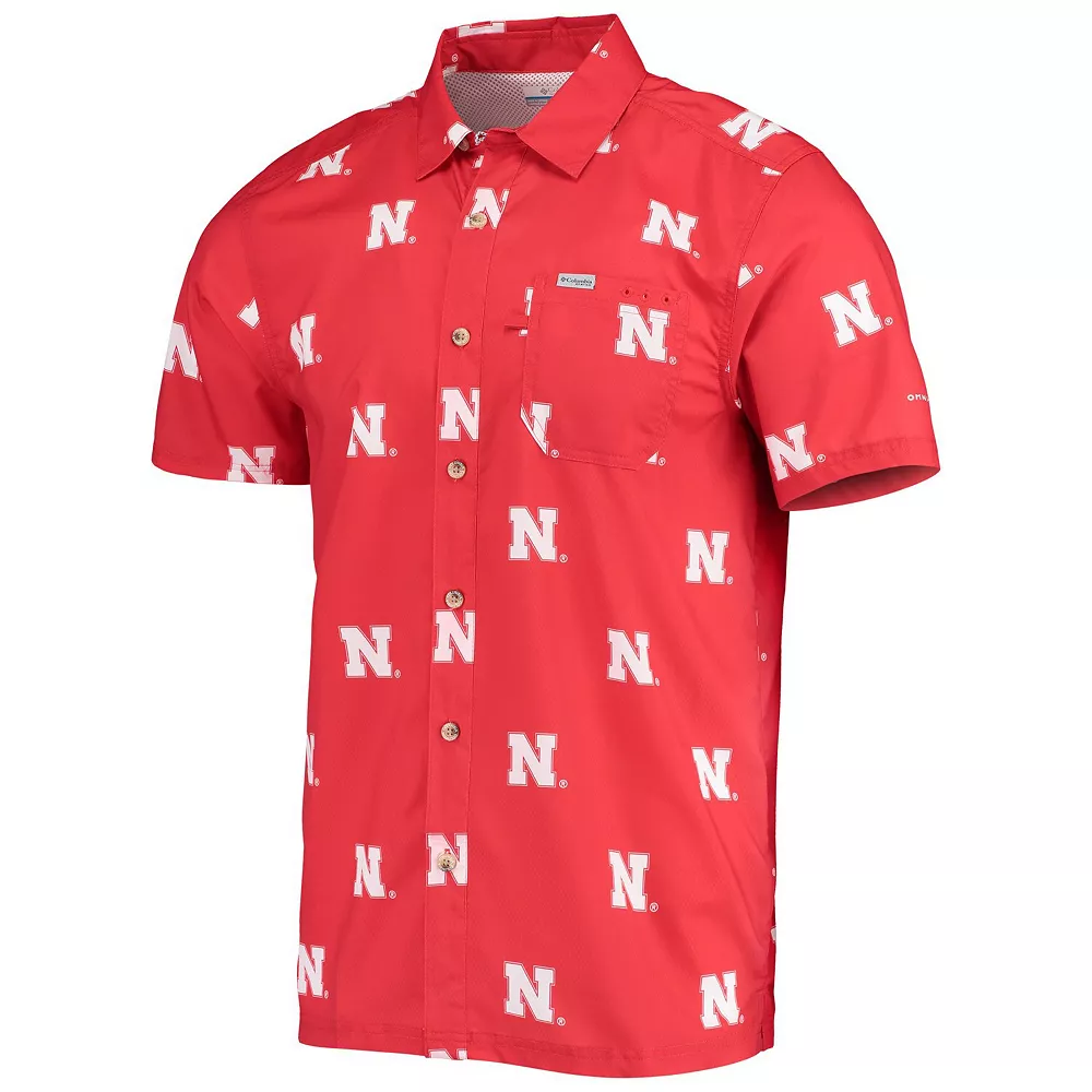 Men's Columbia Scarlet Nebraska Huskers Super Slack Tide Omni-Shade Button-Up Shirt 3 Men's Columbia Scarlet Nebraska Huskers Super Slack Tide Omni-Shade Button-Up Shirt - Image 3
