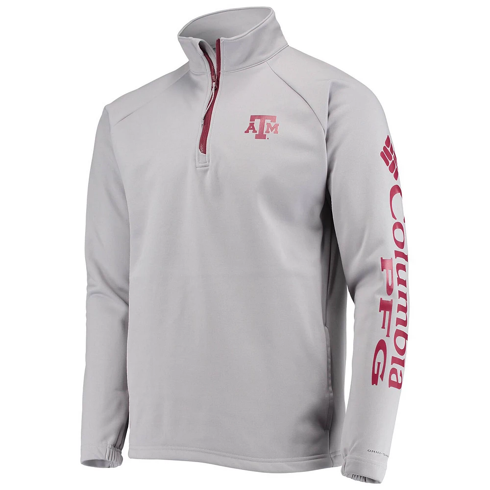 Men's Columbia Gray Texas A&M Aggies Terminal Tackle Fleece Raglan Omni-Shade Quarter-Zip Jacket 3 Men's Columbia Gray Texas A&M Aggies Terminal Tackle Fleece Raglan Omni-Shade Quarter-Zip Jacket - Image 3