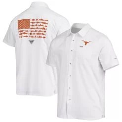 Men's Columbia PFG White Texas Longhorns Slack Tide Camp Button-Up Shirt