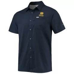 Men's Columbia PFG Navy Notre Dame Fighting Irish Slack Tide Camp Button-Up Shirt -Columbia Vogue 5383574 ALT2