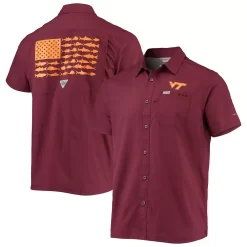 Men's Columbia PFG Maroon Virginia Tech Hokies Slack Tide Camp Button-Up Shirt