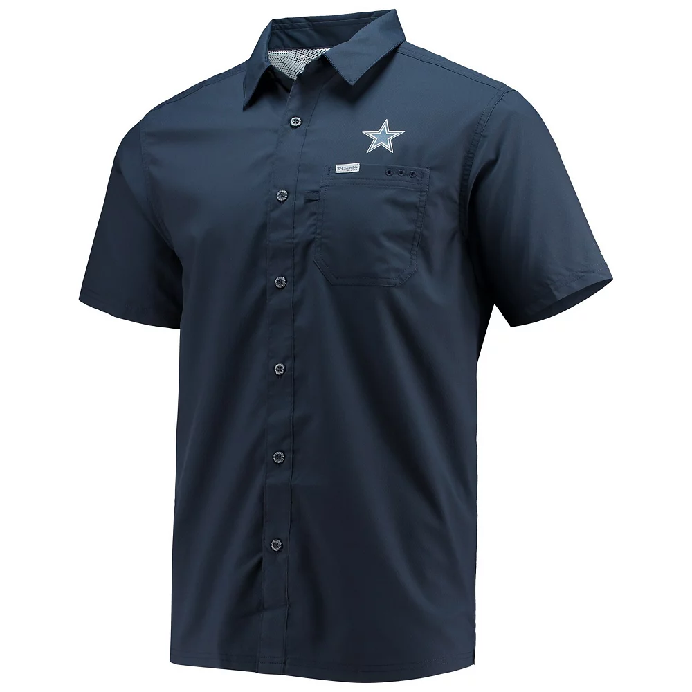 Men's Columbia Navy Dallas Cowboys Slack Tide Fish Omni-Shade Button-Up Shirt 3 Men's Columbia Navy Dallas Cowboys Slack Tide Fish Omni-Shade Button-Up Shirt - Image 3