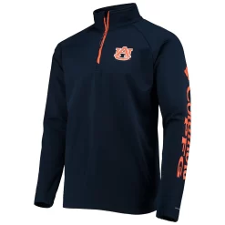 Men's Columbia Navy Auburn Tigers Terminal Tackle Fleece Raglan Omni-Shade Quarter-Zip Jacket -Columbia Vogue 5387991 ALT2