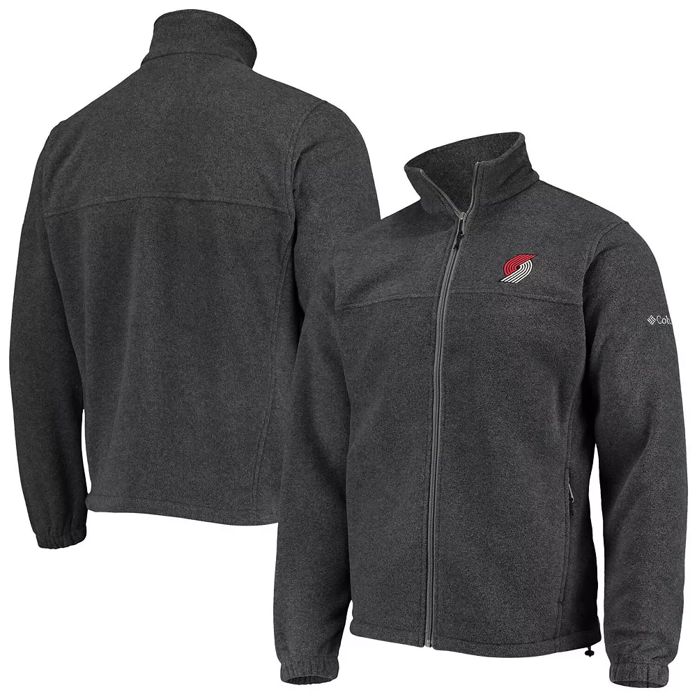 Men's Columbia Portland Trail Blazers Heathered Charcoal Flanker Full-Zip Jacket 2 Men's Columbia Portland Trail Blazers Heathered Charcoal Flanker Full-Zip Jacket - Image 2