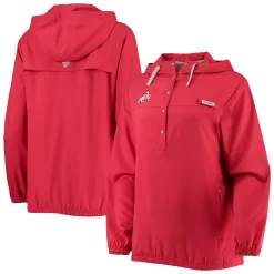 Women's Columbia Scarlet Ohio State Buckeyes Tamiami Sun-Protection Omni-Wick Pullover Hoodie