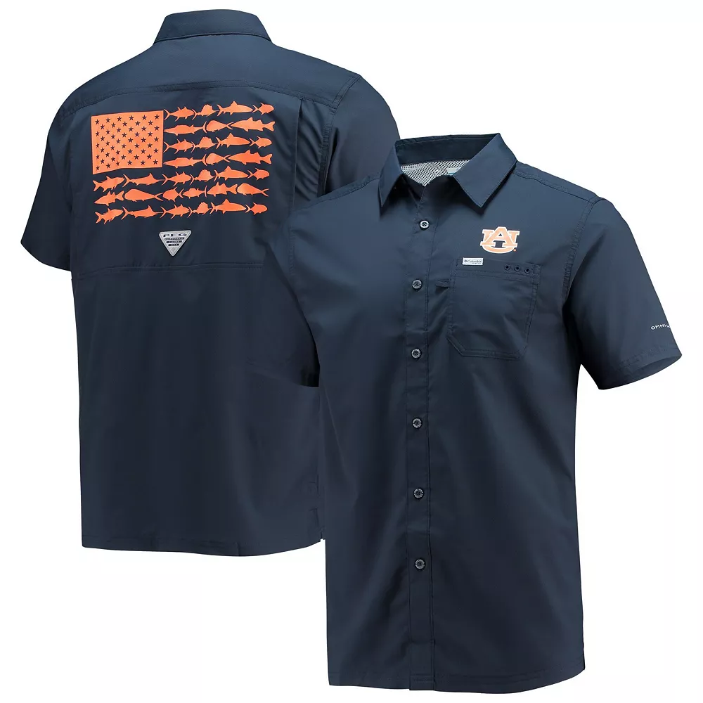 Men's Columbia PFG Navy Auburn Tigers Slack Tide Camp Button-Up Shirt 1 Men's Columbia PFG Navy Auburn Tigers Slack Tide Camp Button-Up Shirt