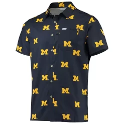Men's Columbia Navy Michigan Wolverines Super Slack Tide Omni-Shade Button-Up Shirt -Columbia Vogue 5629641 ALT2