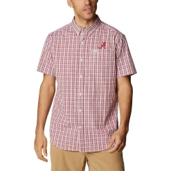 Men's Columbia Crimson Alabama Crimson Tide Rapid Rivers Logo Button-Down Shirt
