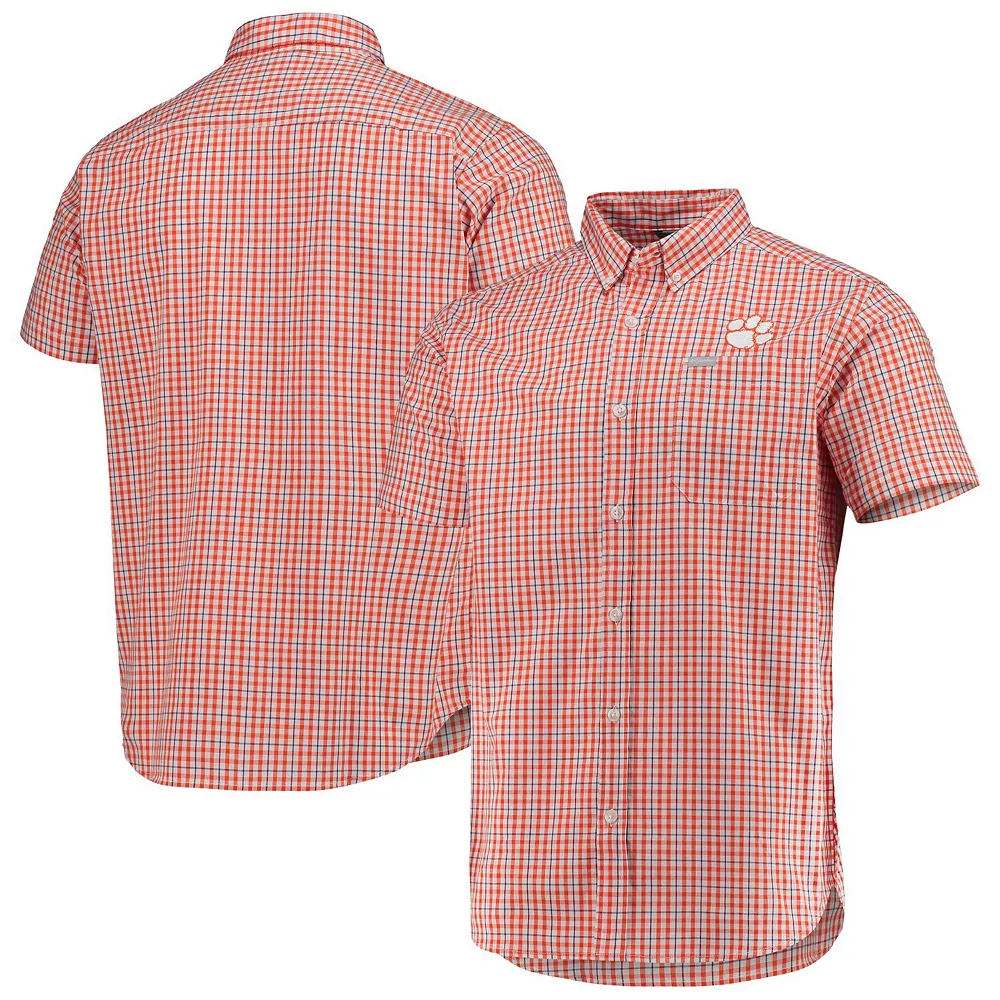 Men's Columbia Orange Clemson Tigers Rapid Rivers Logo Button-Down Shirt 1 Men's Columbia Orange Clemson Tigers Rapid Rivers Logo Button-Down Shirt