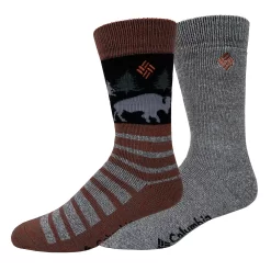 Men's Columbia Lifestyle Bison-Stripe Thermal Crew Socks