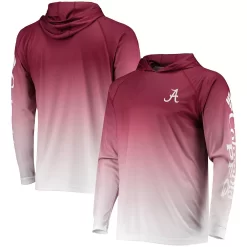 Men's Columbia PFG Crimson Alabama Crimson Tide Terminal Tackle Omni-Shade UPF 50 Long Sleeve Hooded Top