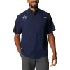 Men's Columbia Navy Dallas Cowboys Tamiami Omni-Shade Button-Down Short Sleeve Shirt