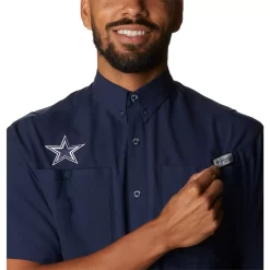 Men's Columbia Navy Dallas Cowboys Tamiami Omni-Shade Button-Down Short Sleeve Shirt 7 Men's Columbia Navy Dallas Cowboys Tamiami Omni-Shade Button-Down Short Sleeve Shirt -Columbia Vogue 5820176 ALT3