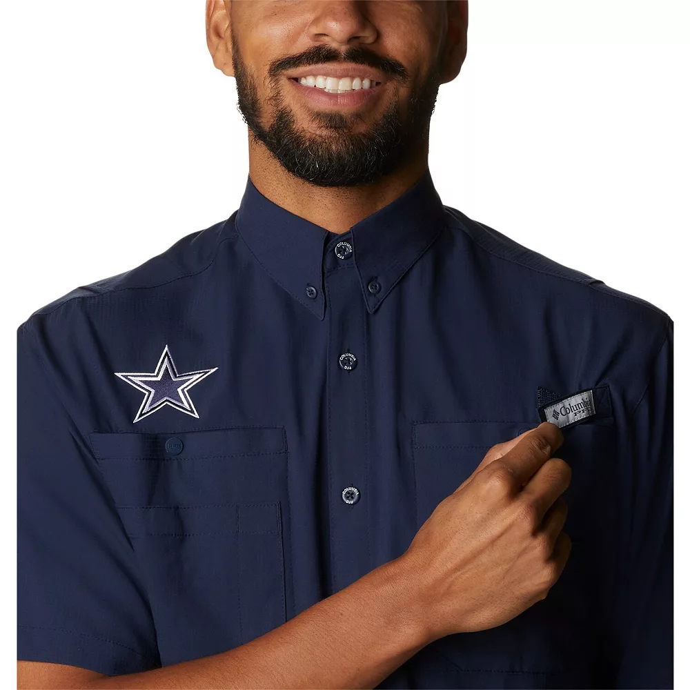 Men's Columbia Navy Dallas Cowboys Tamiami Omni-Shade Button-Down Short Sleeve Shirt 4 Men's Columbia Navy Dallas Cowboys Tamiami Omni-Shade Button-Down Short Sleeve Shirt - Image 4