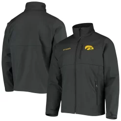 Men's Columbia Charcoal Iowa Hawkeyes Collegiate Ascender Full-Zip Softshell Jacket