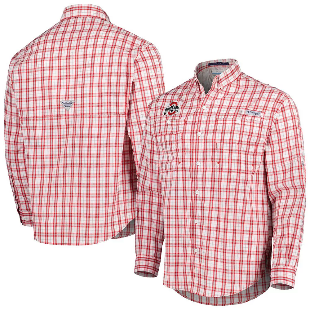 Men's Columbia Scarlet Ohio State Buckeyes Super Tamiami Omni-Wick Long Sleeve Button-Down Shirt 1 Men's Columbia Scarlet Ohio State Buckeyes Super Tamiami Omni-Wick Long Sleeve Button-Down Shirt