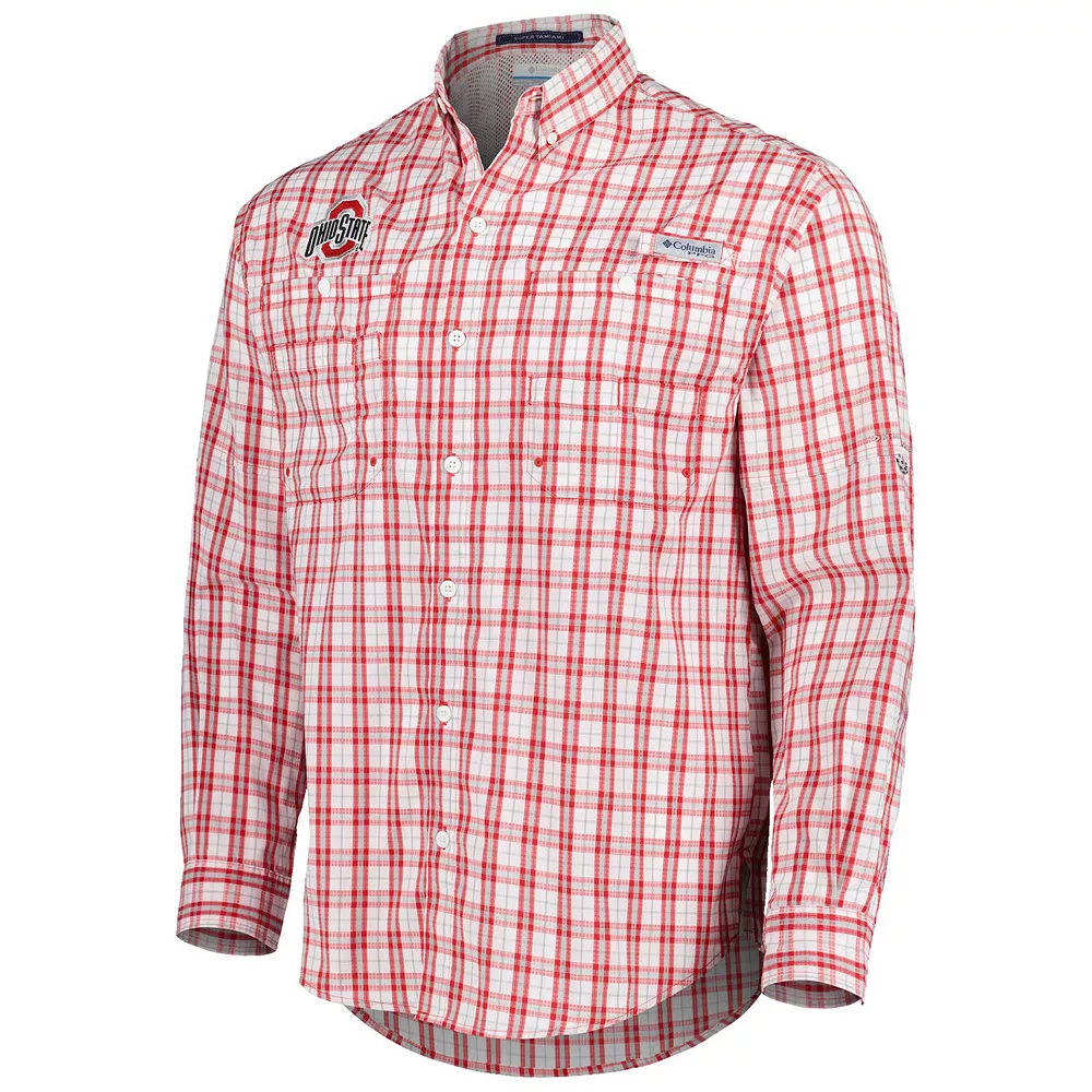 Men's Columbia Scarlet Ohio State Buckeyes Super Tamiami Omni-Wick Long Sleeve Button-Down Shirt 3 Men's Columbia Scarlet Ohio State Buckeyes Super Tamiami Omni-Wick Long Sleeve Button-Down Shirt - Image 3