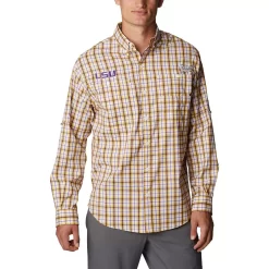 Men's Columbia Gold LSU Tigers Super Tamiami Omni-Wick Long Sleeve Button-Down Shirt