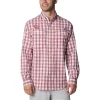 Men's Columbia Crimson Oklahoma Sooners Super Tamiami Omni-Shade Long Sleeve Button-Down Shirt